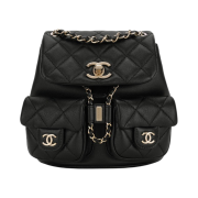 Chanel Small Backpack Calfskin & Gold Black