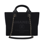 Chanel Small Shopping Bag Mixed Fiber Calfskin & Gold Black