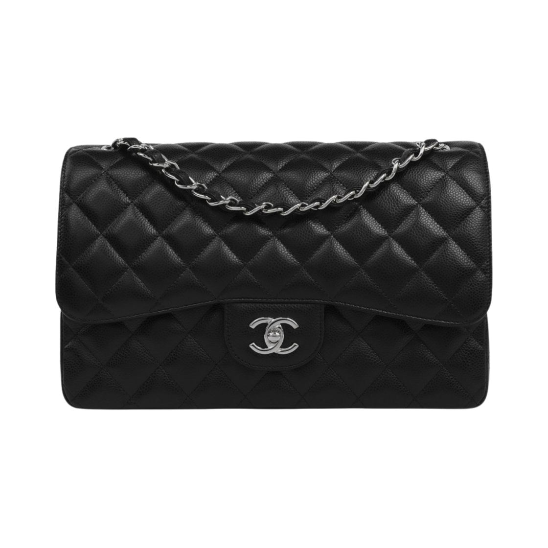 샤넬 클래식 라지 플랩백 그레인드 카프스킨 & 실버 메탈 블랙(Chanel Large Classic Handbag Grained Calfskin & Silver Black)