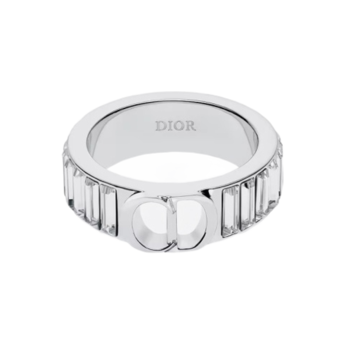 디올 크리스탈 CD 아이콘 링 실버 피니쉬 브래스 화이트 크리스탈(Dior Crystals CD Icon Ring Silver Finish Brass White Crystals) - 1