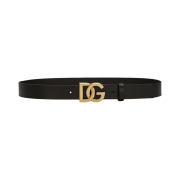 Dolce & Gabbana Lux Leather Belt with Crossover DG Logo Buckle Multicolor