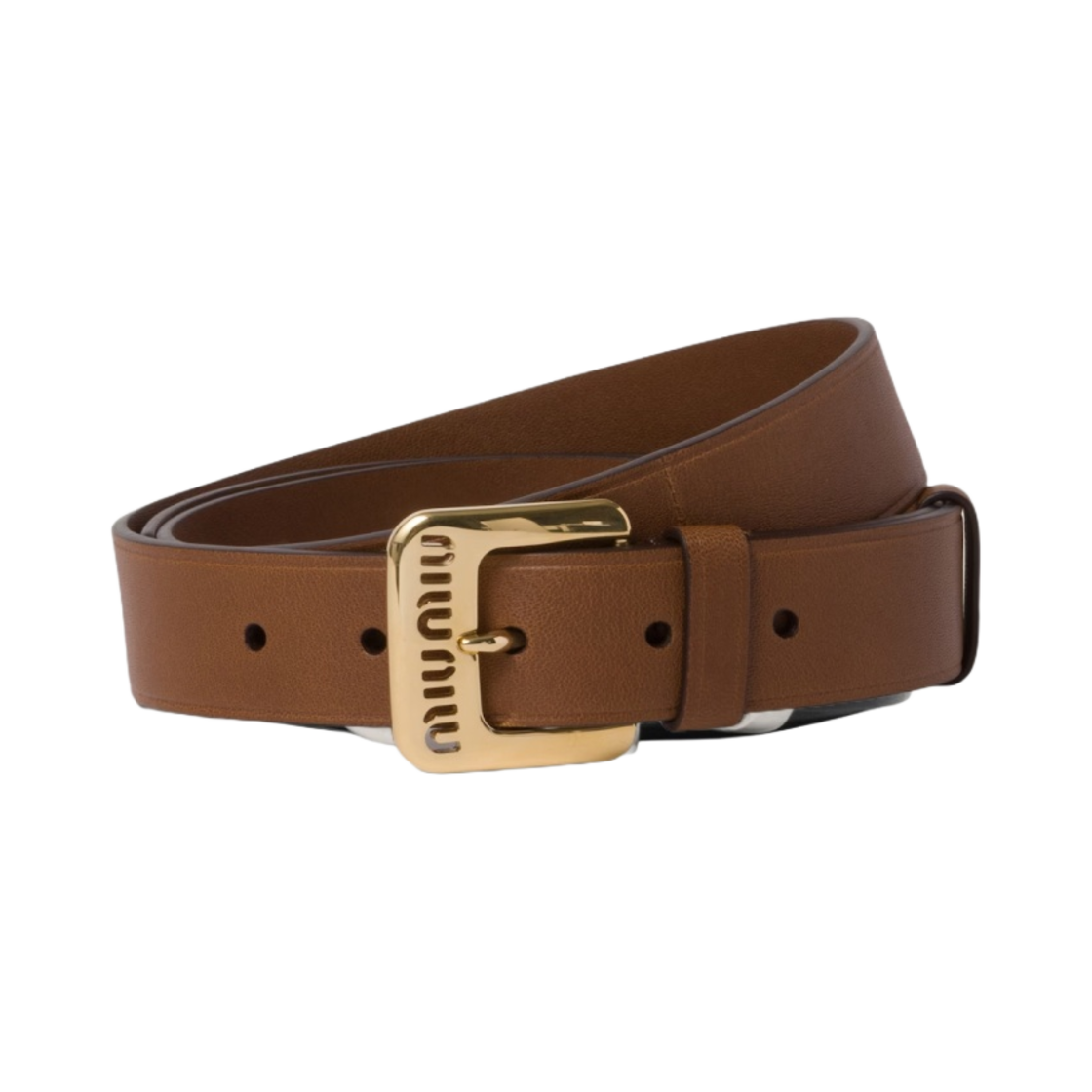 5CC545-EFX-F0316 (W) Miu Miu Nappa Leather Belt Oak