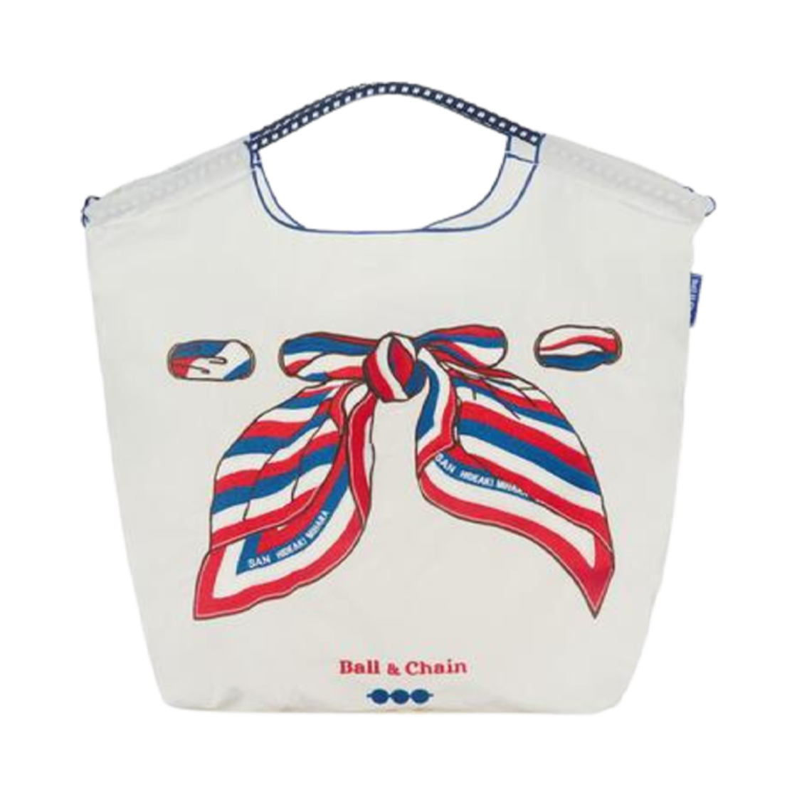 볼 앤 체인 산 히데아키 스카프 에코백 M 화이트(Ball & Chain San Hideaki Scarf Eco Bag M White)