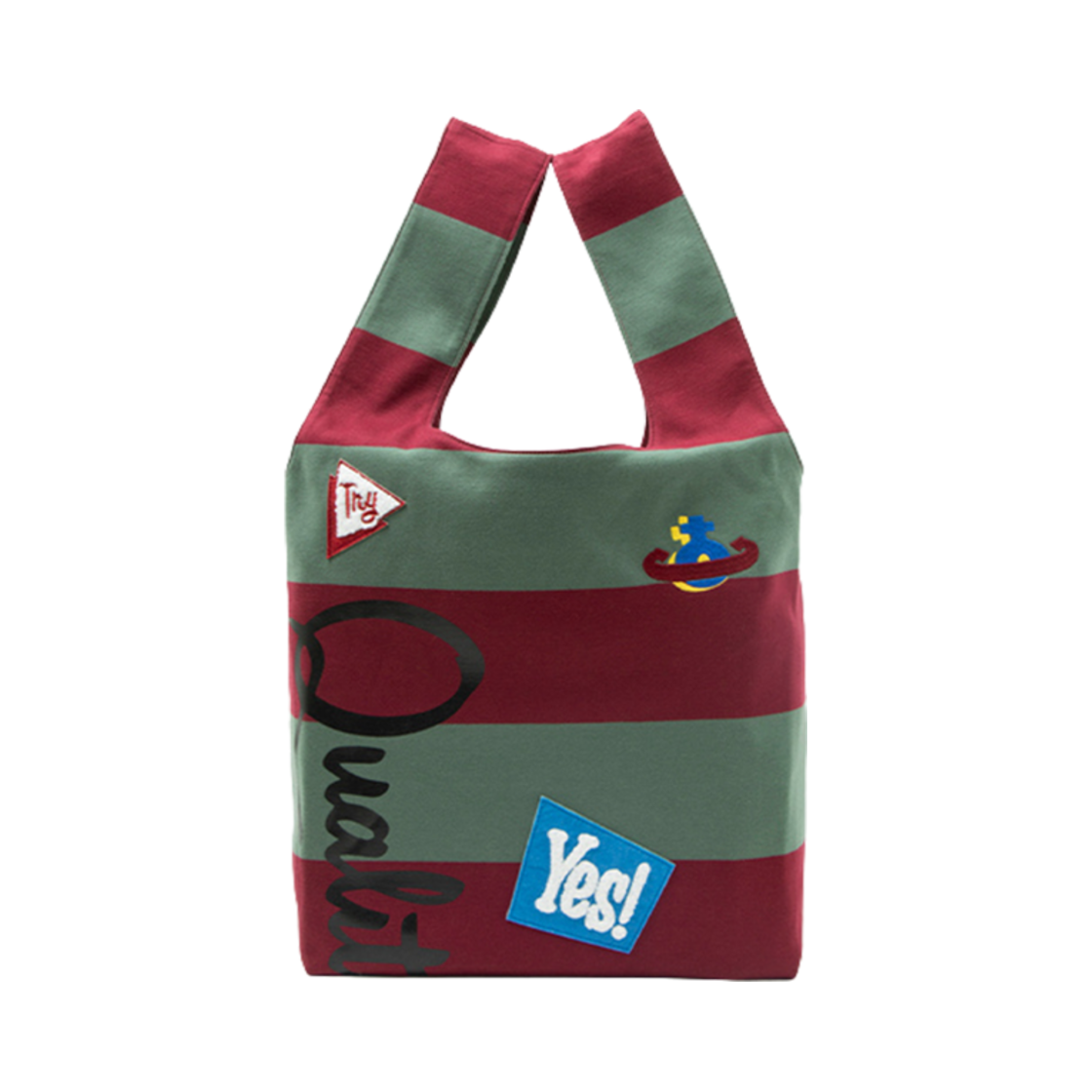 비비안 웨스트우드 럭비 저지 보더 쇼핑 백 카키(Vivienne Westwood Rugby Jersey Border Shopping Bag Khaki)