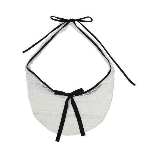 PP25HSAC01WH Pain or Pleasure Women Dew Lace Ribbon Bag white