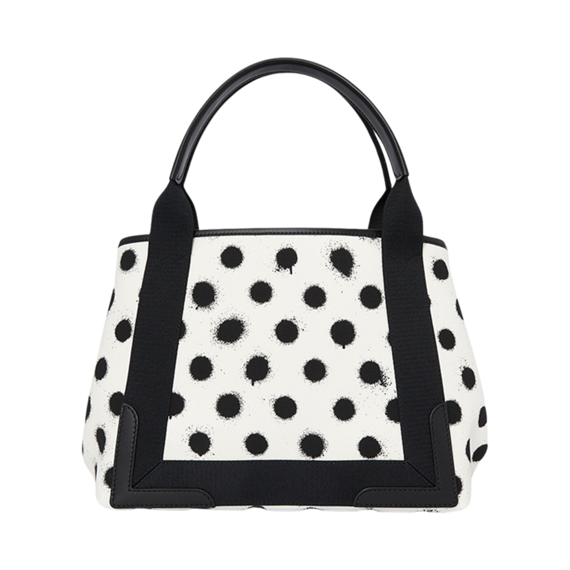 발렌시아가 네이비 스몰 카바스 스프레이드 폴카 닷 프린티드 화이트 블랙(Balenciaga Navy Small Cabas Sprayed Polka Dots Printed White Black) - 2
