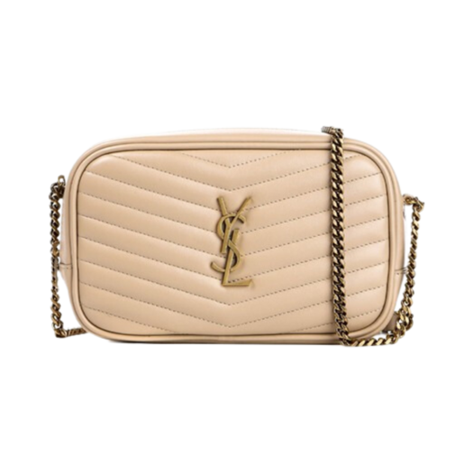 Saint Laurent Lou Mini Bag in Quilted Leather Dark Beige