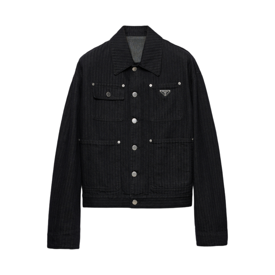 프라다 쉐브론 데님 블루종 자켓 블랙