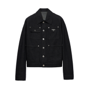 Prada Chevron Denim Blouson Jacket Black