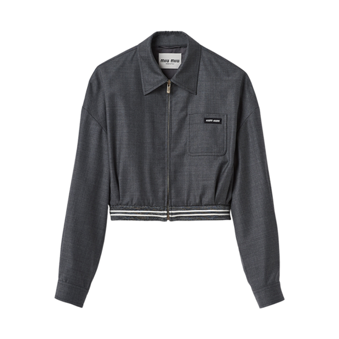 ML908-11RF-F0480 (W) Miu Miu Grisaille Blouson Jacket Slate Gray