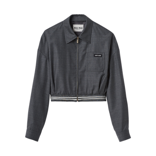 (W) Miu Miu Grisaille Blouson Jacket Slate Gray