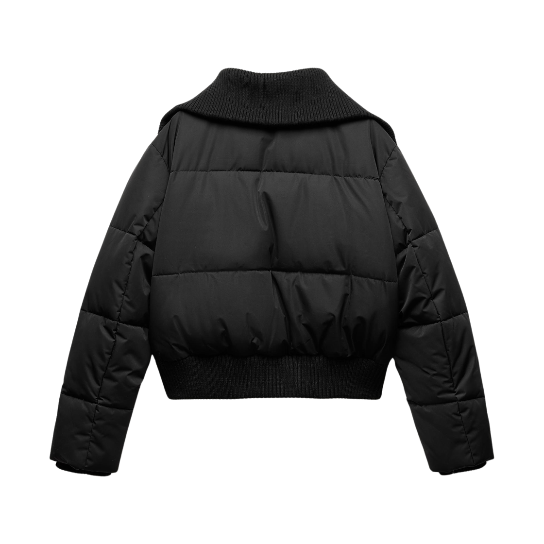 (W) 자라 패디드 아노락 립드 트림 블랙((W) Zara Padded Anorak with Ribbed Trims Black) - 1