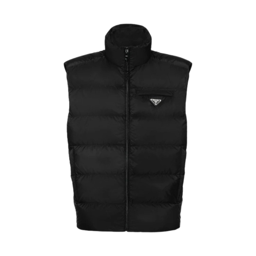 SGJ191-106O-F0002 Prada Triangle Logo Down Vest Black