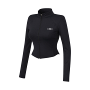 BORN TO WIN Full Zip-Up Crop Jacket Black