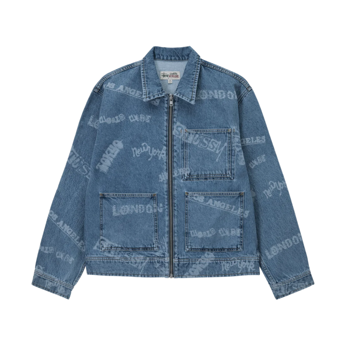 스투시 월드와이드 집 워크 자켓 스톤 워시(Stussy Worldwide Zip Work Jacket Stone Wash)