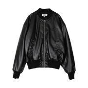 MM6 Maison Margiela Kaban Leather Bomber Jacket Black