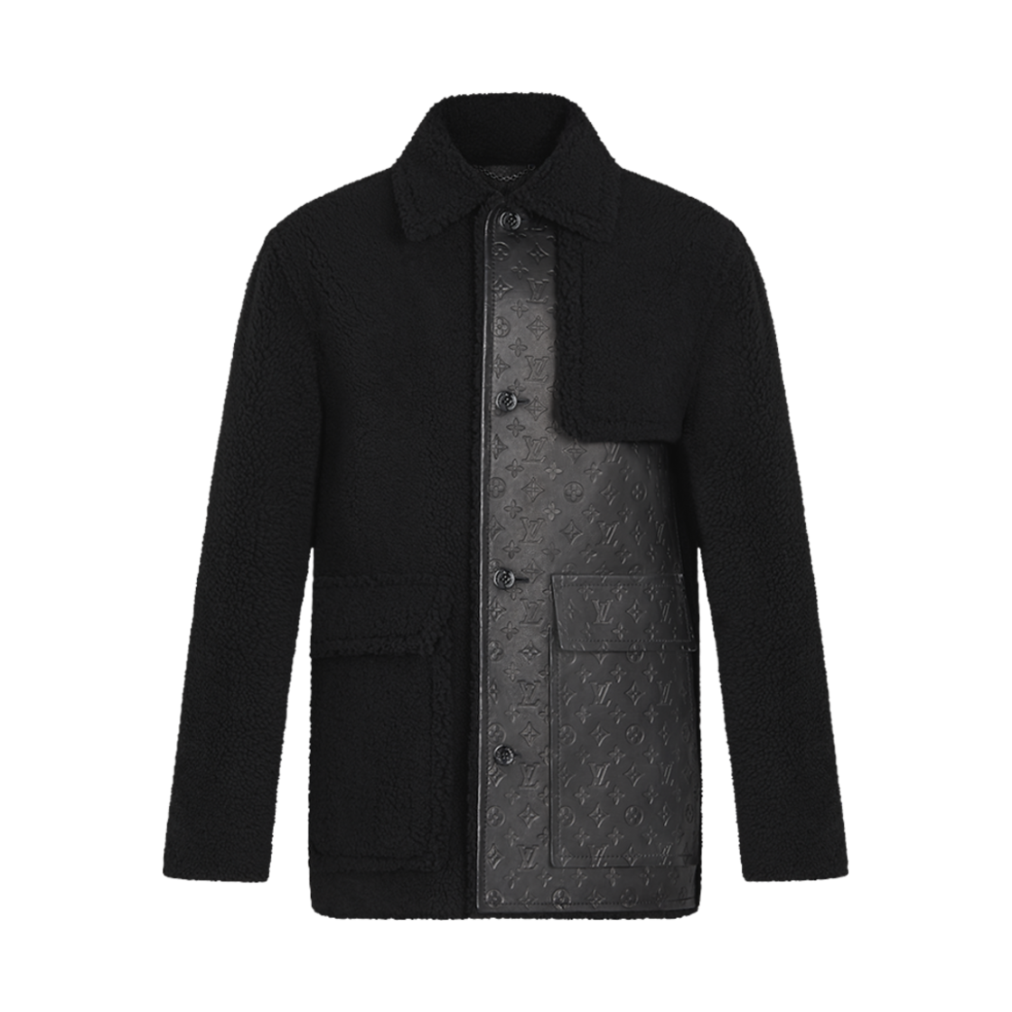 루이비통 비즈니스 시어링 모노그램 레더 코트 블랙(Louis Vuitton Business Shearling Monogram Leather Coat Black)
