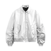 Zara Metallic Leather Jacket Silver