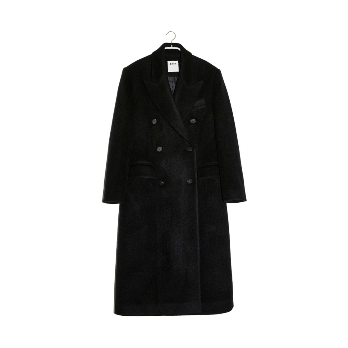 엔오르 우먼 더블 브레스트 테일러드 코트 블랙(Enor Women Double Breasted Tailored Coat Black)