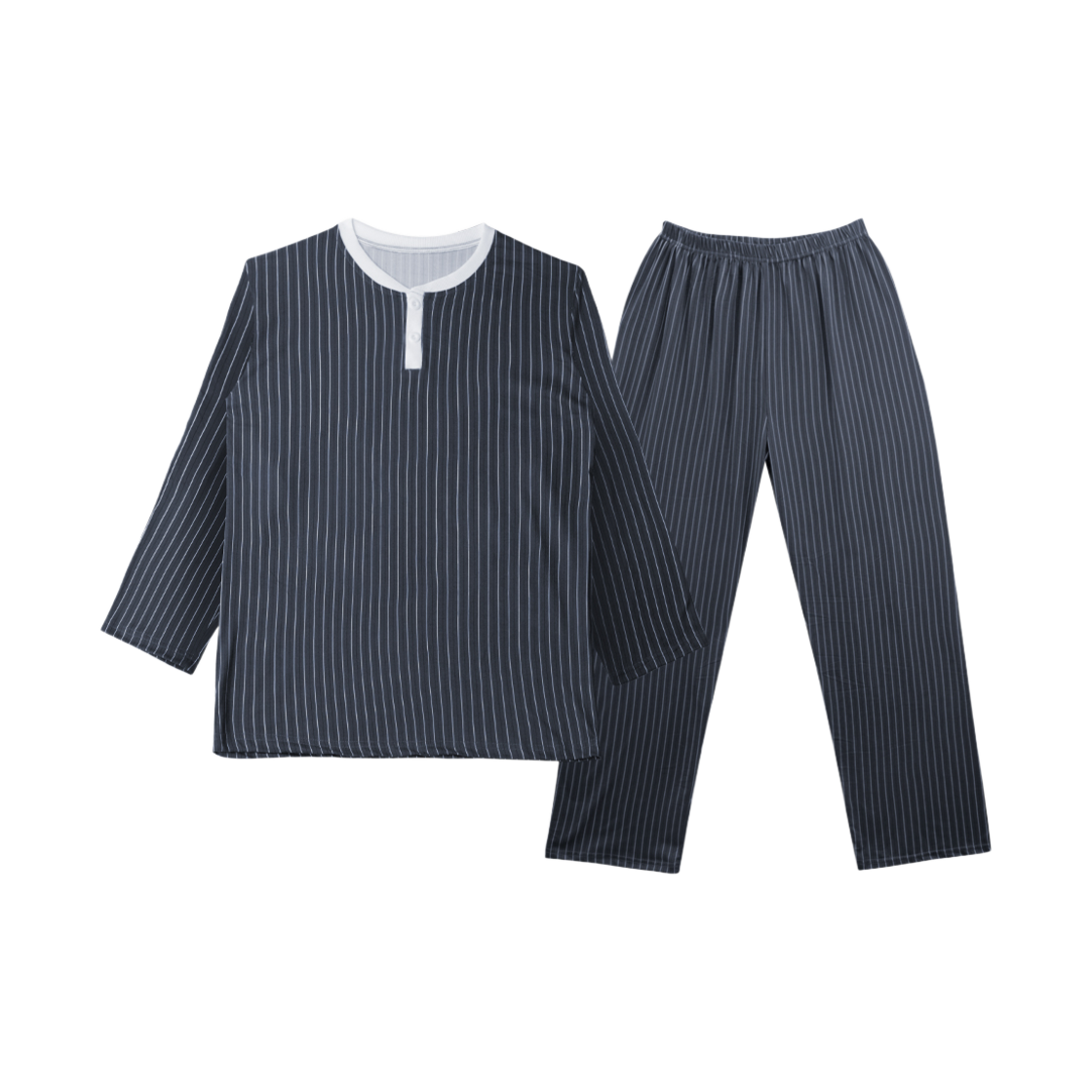 A-PINSTRIPE-RDG-U [3% 적립] Aone Unisex Peach Fleece Pinstripe Round Pajama Set Charcoal
