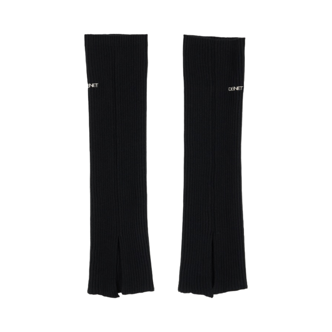 (W) 다이닛 포인트 니트 슬릿 레그 워머 블랙((W) Deinet Point Kint Slit Leg Warmer in Black)