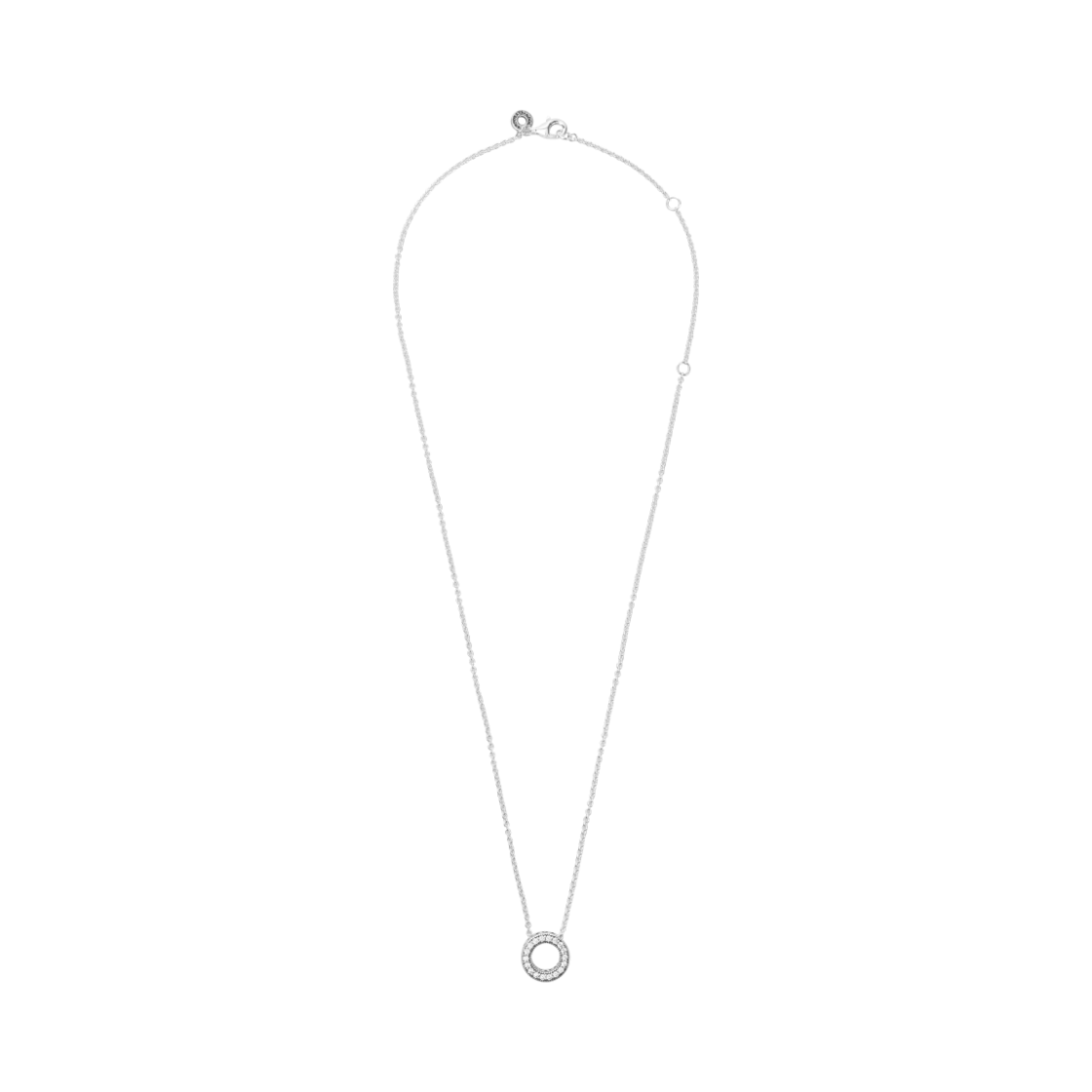 (W) 판도라 로고 파베 서클 콜리에 네클리스 스털링 실버((W) Pandora Logo Pave Circle Collier Necklace Sterling Silver)