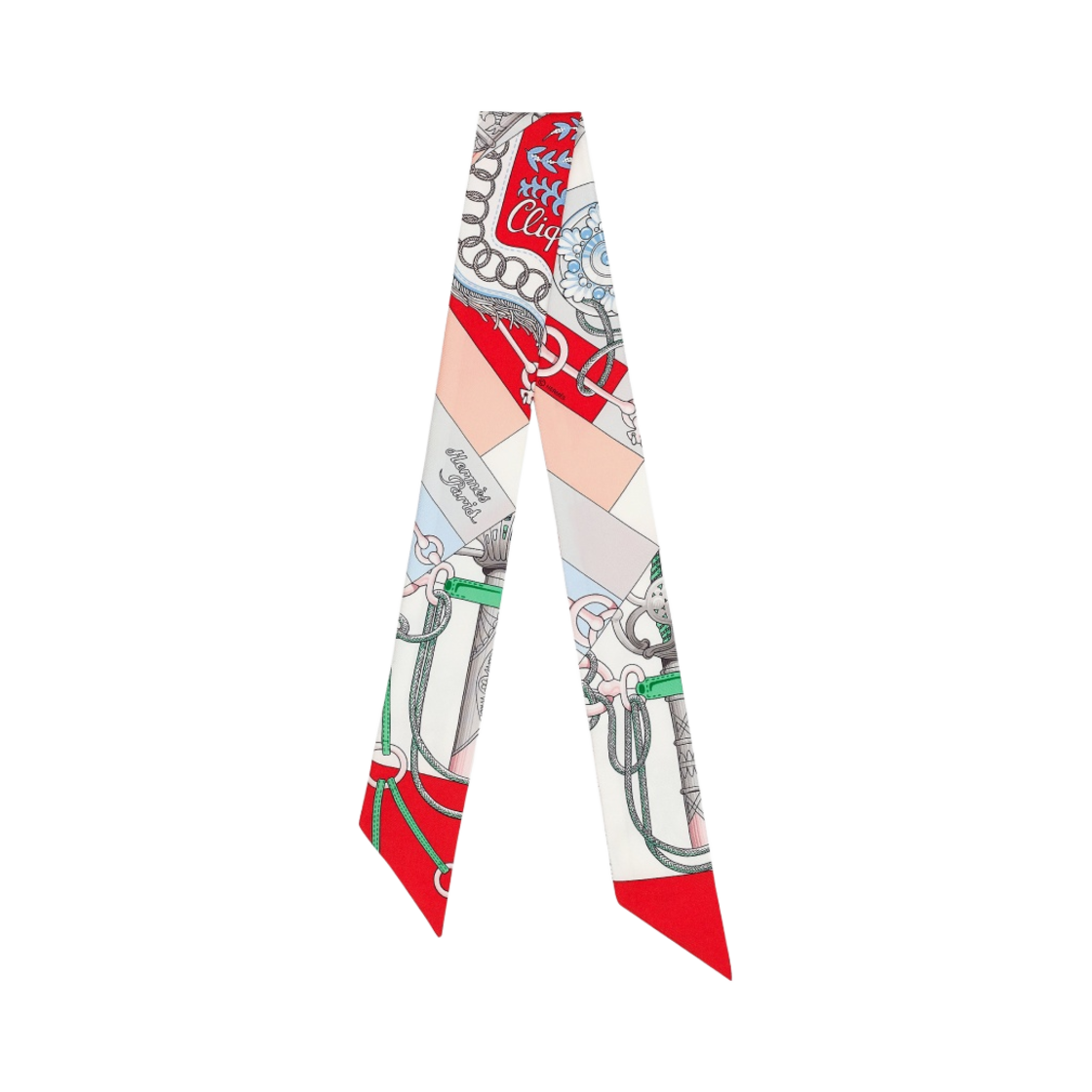 (W) 에르메스 클리크티 트윌리 그르나딘 블랑 베르((W) Hermes Cliquetis Twilly Grenadine Blanc Vert)