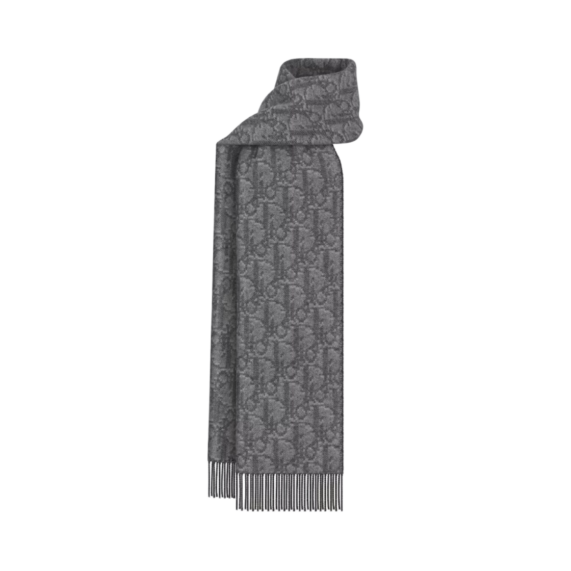 디올 오블리크 더블 사이드 캐시미어 울 스카프 그레이 블랙(Dior Oblique Double Sided Cashmere Wool Scarf Gray Black)