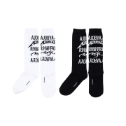 AJOBYAJO PBA Total Logo Knee Socks 2PACK BLACK&WHITE