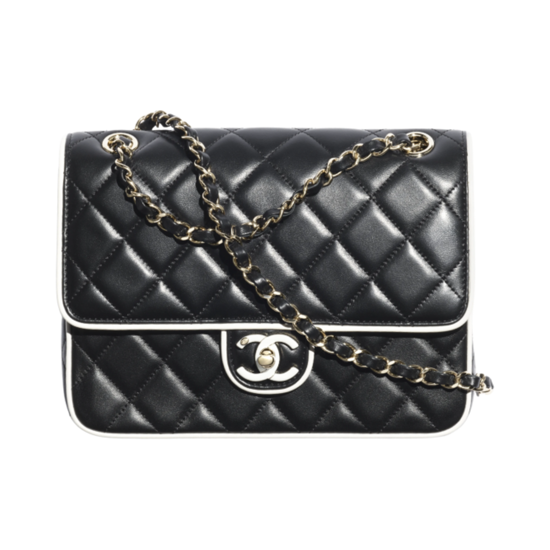 샤넬 플랩백 램스킨 & 골드 메탈 블랙 화이트(Chanel Flap Bag Lambskin & Gold Black White) - 1