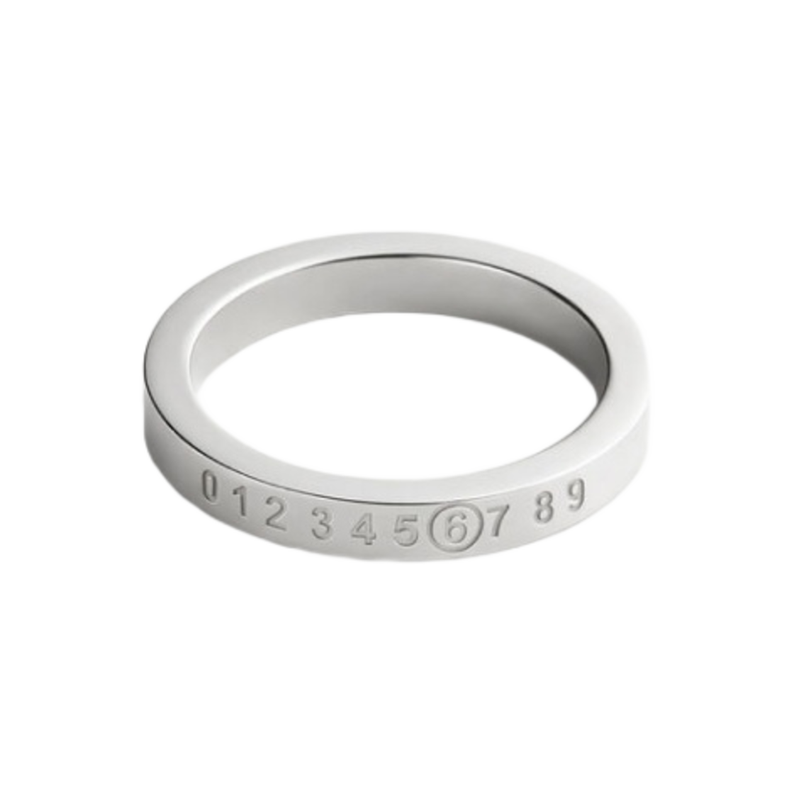 SM6UQ0059P6469951 (W) MM6 Maison Margiela Numeric Minimal Signature Ring Silver Palladium