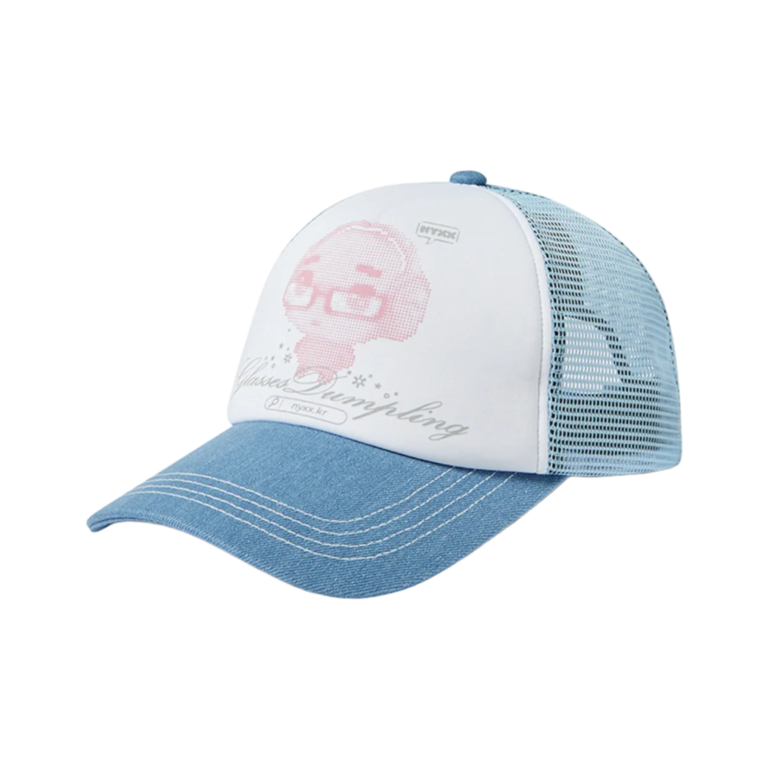 NX25CPBC01DE NYXX x Glass Dumpling NYGD Trucker Cap Denim