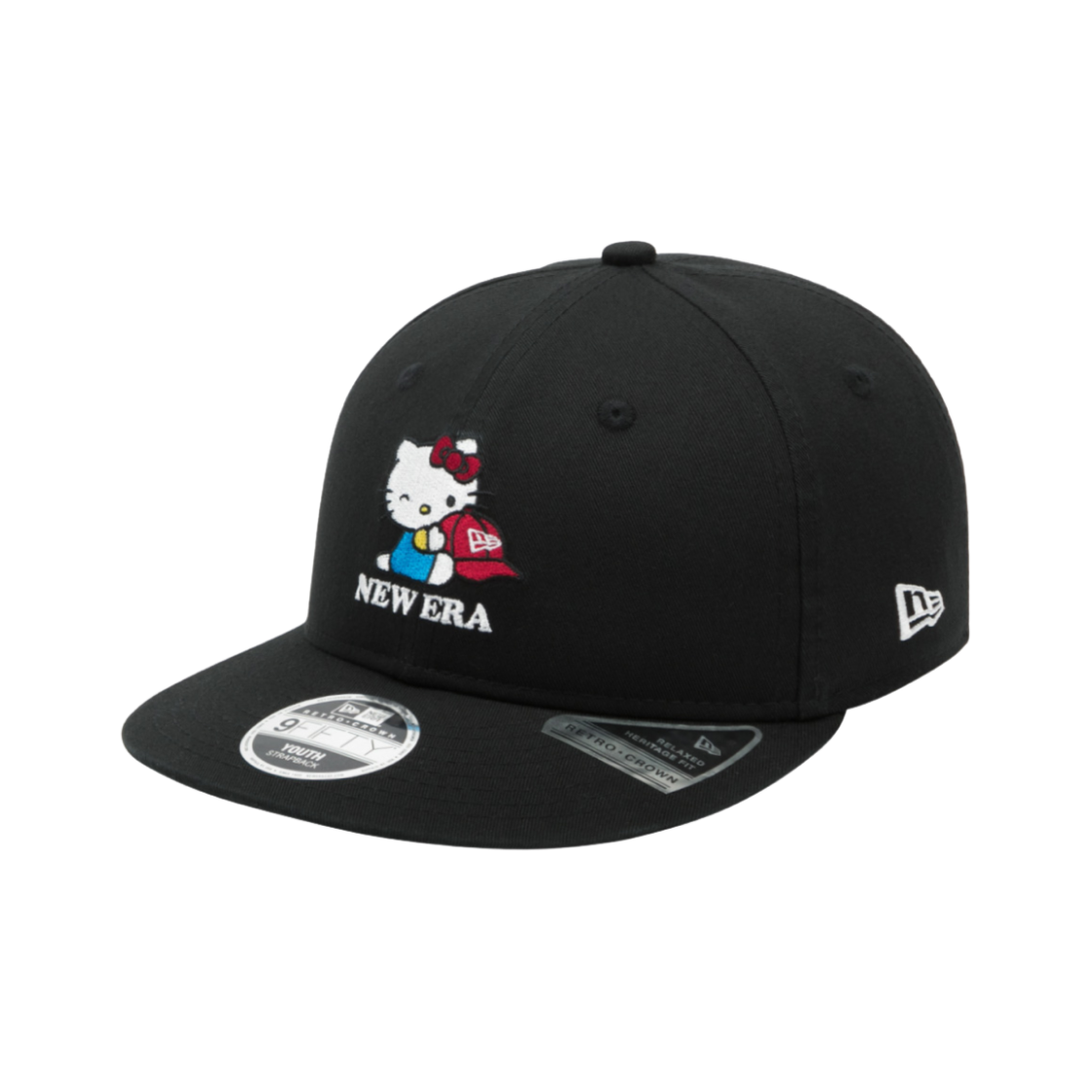 (키즈) 뉴에라 x 헬로 키티 프리 커브드 레트로 크라운 스트랩백 블랙((Kids) New Era x Hello Kitty Free Curved Retro Crown Strapback Black) - 2