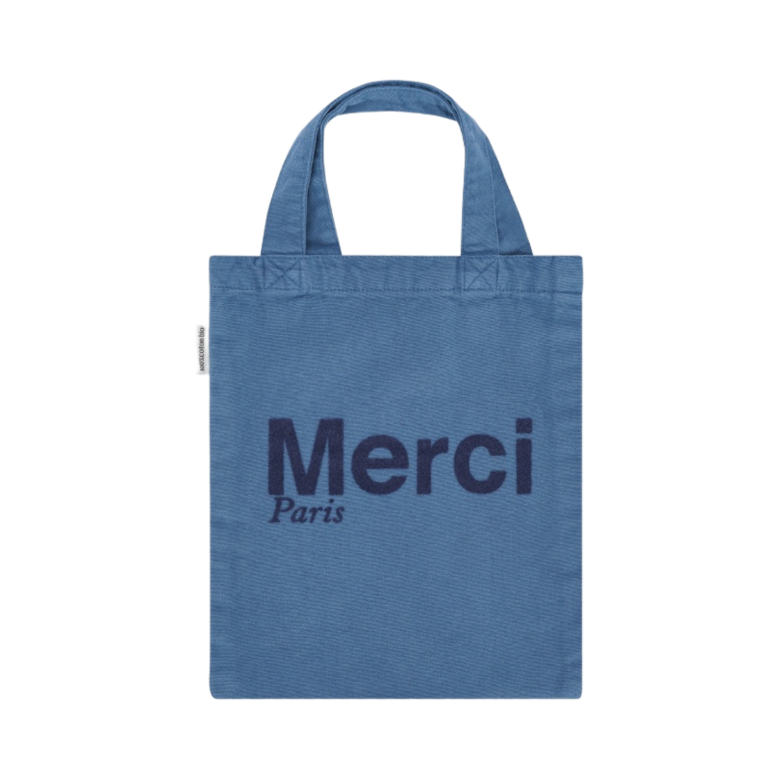 메르시 코튼 토트백 미니 네이비 블루(Merci Cotton Tote Bag Mini Navy Blue)