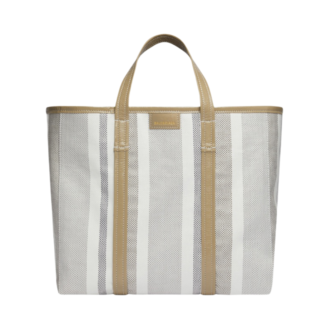 발렌시아가 바베스 미디움 이스트 웨스트 라피아 쇼퍼백 다크 베이지 그레이(Balenciaga Barbes Medium East-West Raffia Shopper Bag Dark Beige Grey) - 1