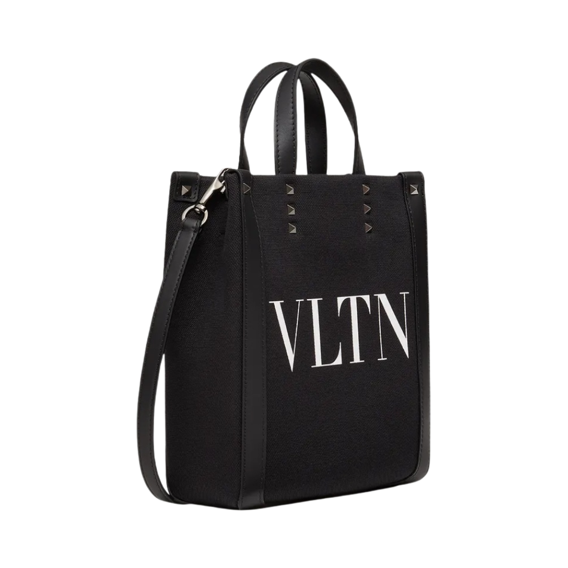 발렌티노 VLTN 에코랩 미니 캔버스 쇼퍼백 블랙 화이트(Valentino VLTN Ecolab Mini Canvas Shopper Bag Black White) - 2