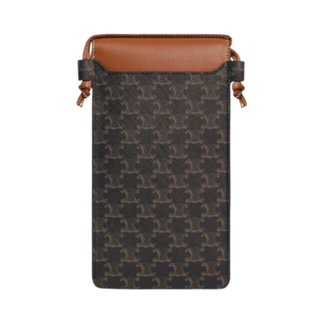 셀린느 트리옹프 캔버스 & 램스킨 플랩 폰 파우치 탄(Celine Phone Pouch with Flap in Triomphe Canvas and Lambskin Tan) - 4