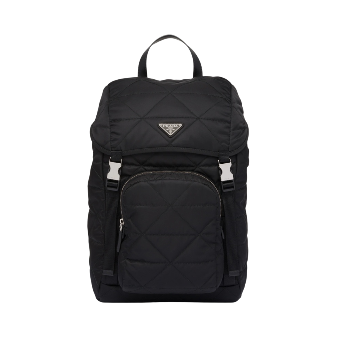 2VZ135-2DGW-F0002 Prada Re-Nylon Backpack with Topstitching Black