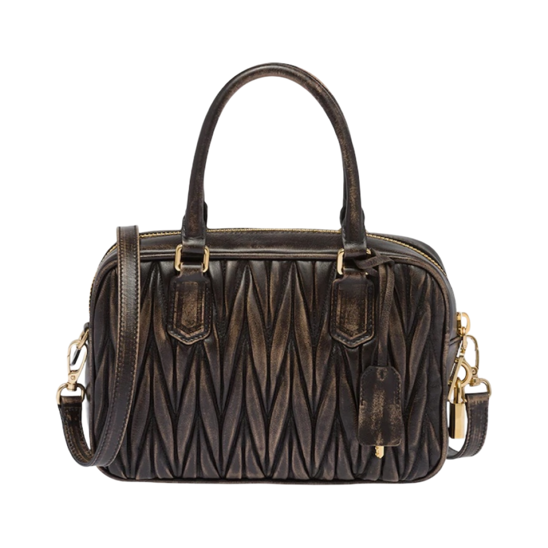 미우 미우 마테라쎄 나파 가죽 탑 핸들백 샌드 커피(Miu Miu Matelasse Nappa Leather Top Handle Bag Sand Coffee) - 3