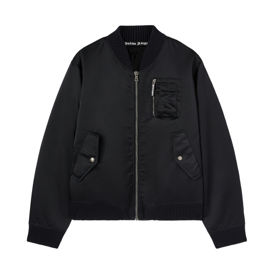 P7BMMB599 PALM ANGELS Curved Logo Bomber Black - Black