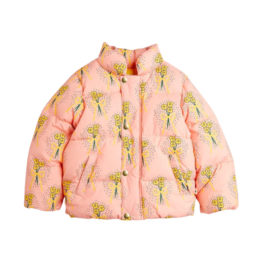 (키즈) 미니 로디니 윈터 플라워 푸퍼 자켓 핑크((Kids) Mini Rodini Winter Flowers Puffer Jacket Pink)