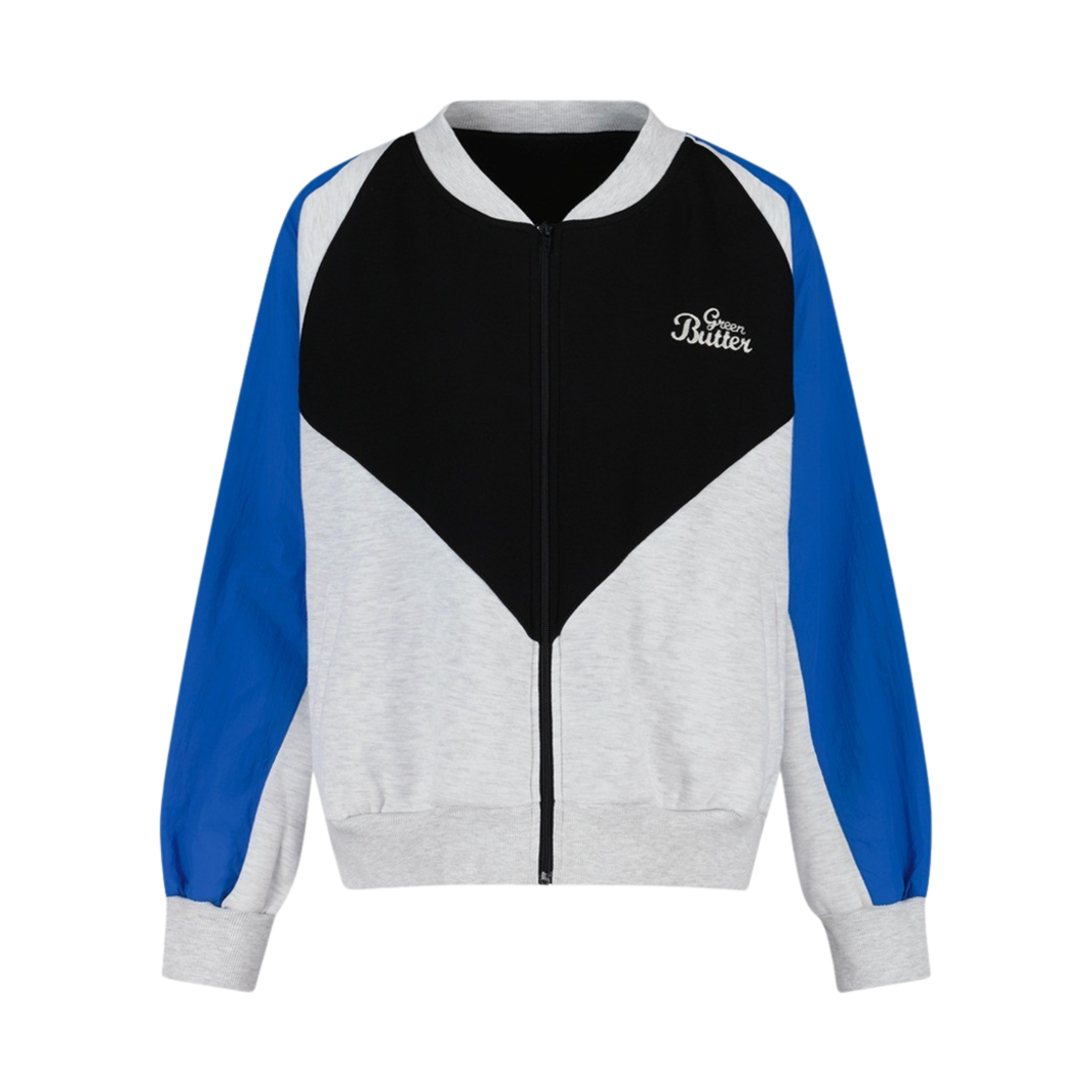 23FWP000029 Greenbutter Women Wind Breaker Warm Sweat Zip-up Melange Blue