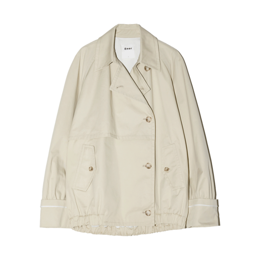 BESSCT001CR Enor Women Twill Shirring Short Trench Jumper  Cream