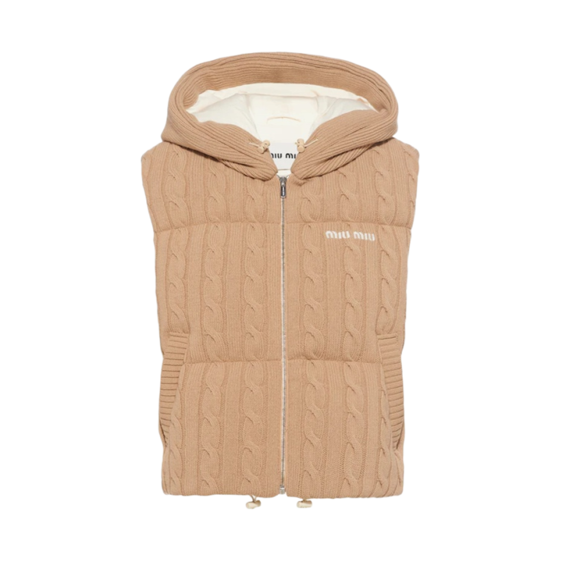 (W) 미우 미우 패딩 캐시미어 울 다운 베스트 알비노 화이트((W) Miu Miu Padded Cashmere Wool Down Vest Albino White) - 1