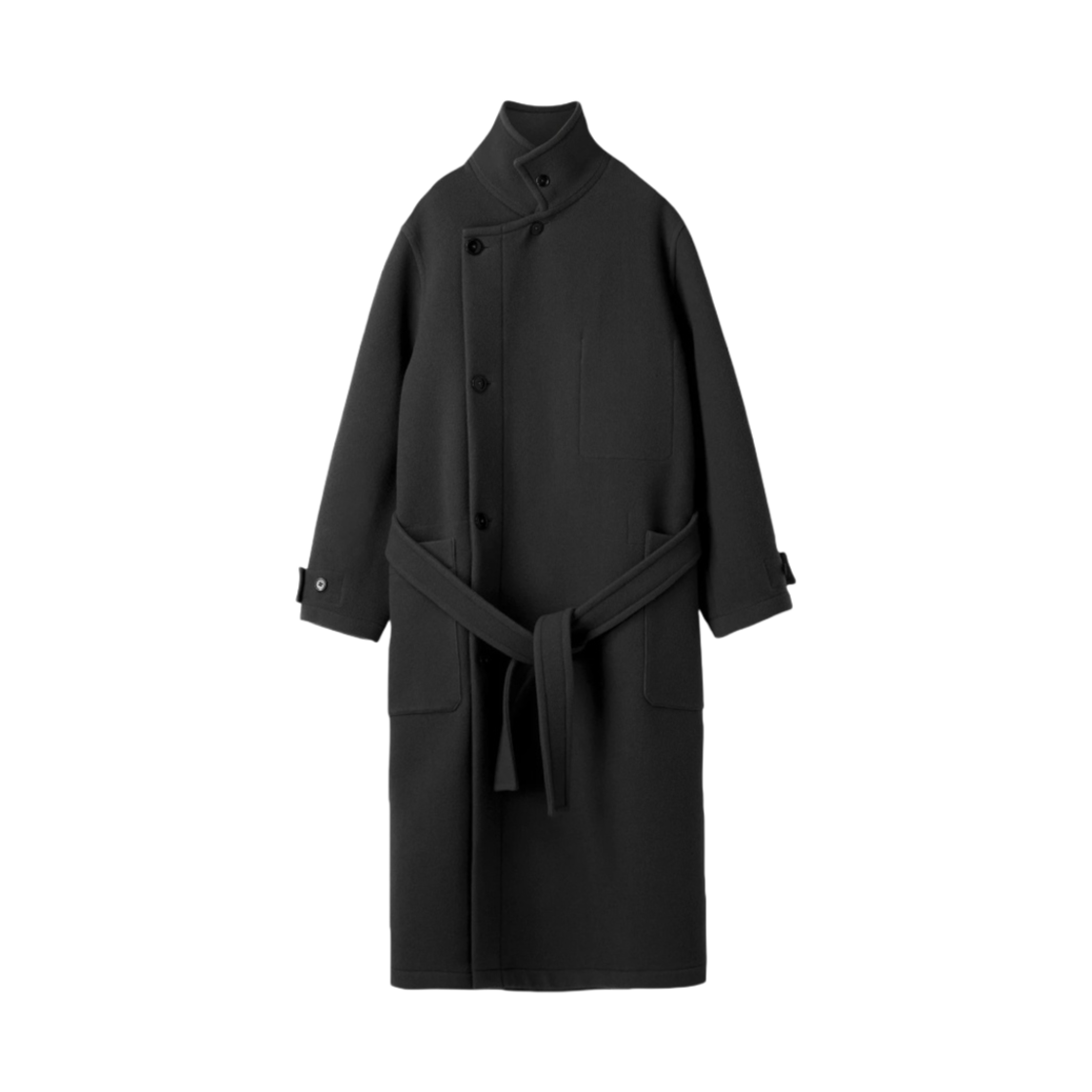 CO1037-LF1116-999 Lemaire Double Wool Wrap Coat Black