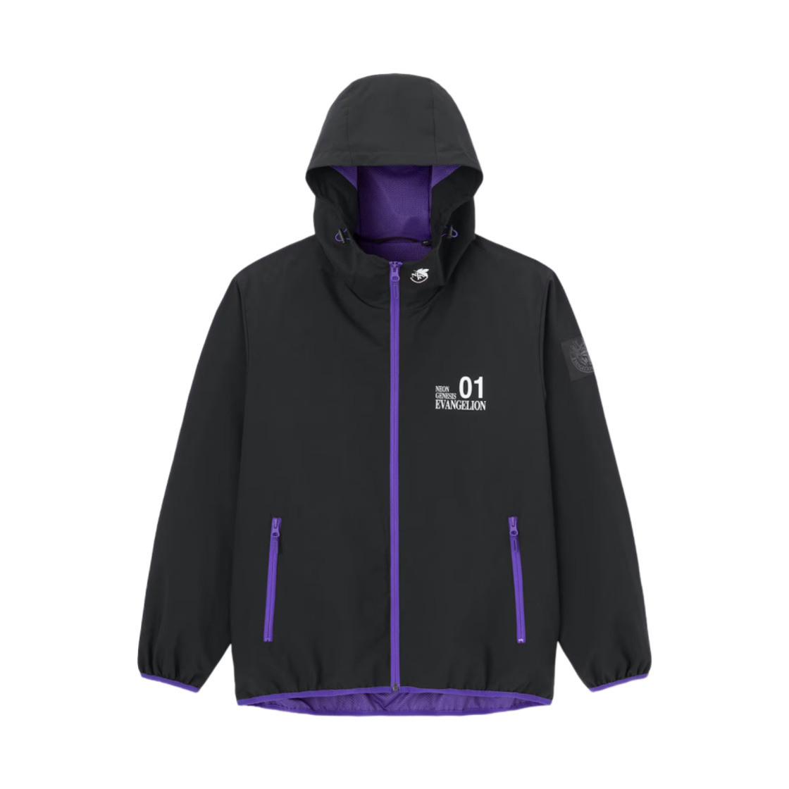 356681-09 GU x Evangelion Windproof Shell Parka Black - JP