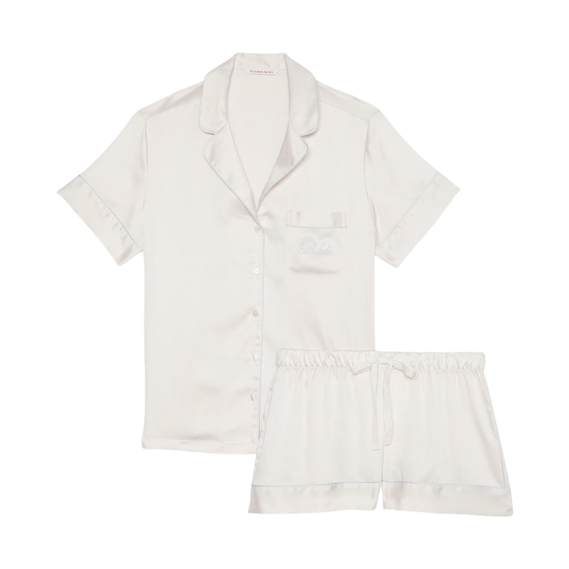 (W) 빅토리아 시크릿 사틴 숏 파자마 세트 코코넛 화이트((W) Victoria's Secret Satin Short Pajama Set Coconut White)