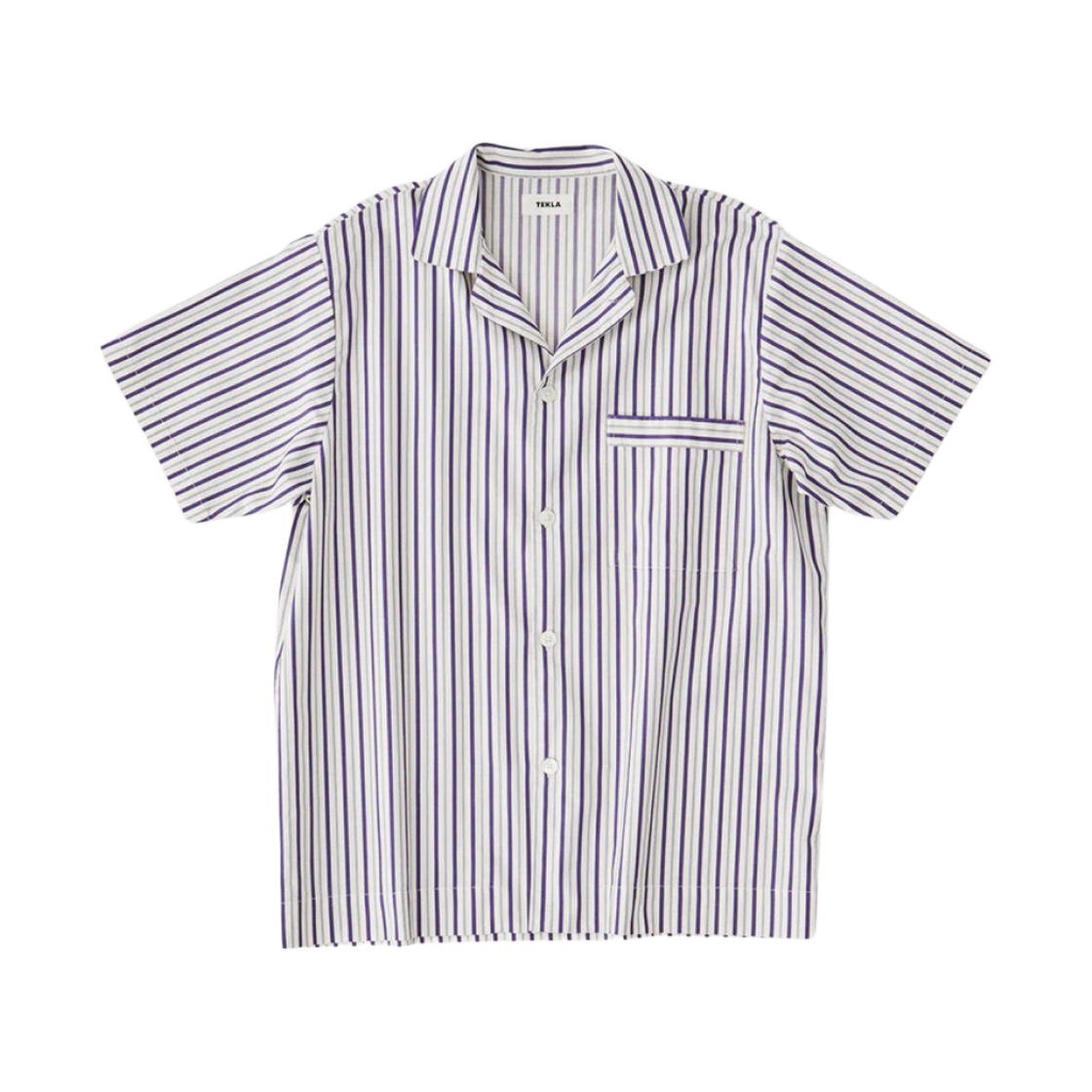 테클라 포플린 슬립웨어 숏슬리브 셔츠 리도 스트라이프(Tekla Poplin Sleepwear Short Sleeve Shirt Lido Stripes)
