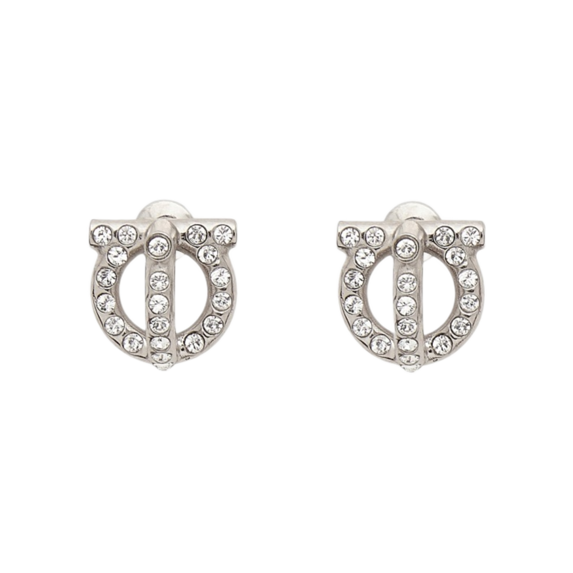 760417-736295 (W) Ferragamo Gancini 3D Earrings with Crystals Palladium