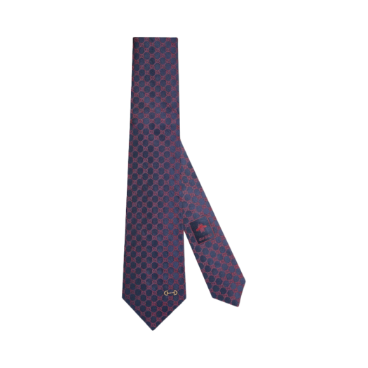 Gucci GG Silk Jacquard Tie Dark Blue Red